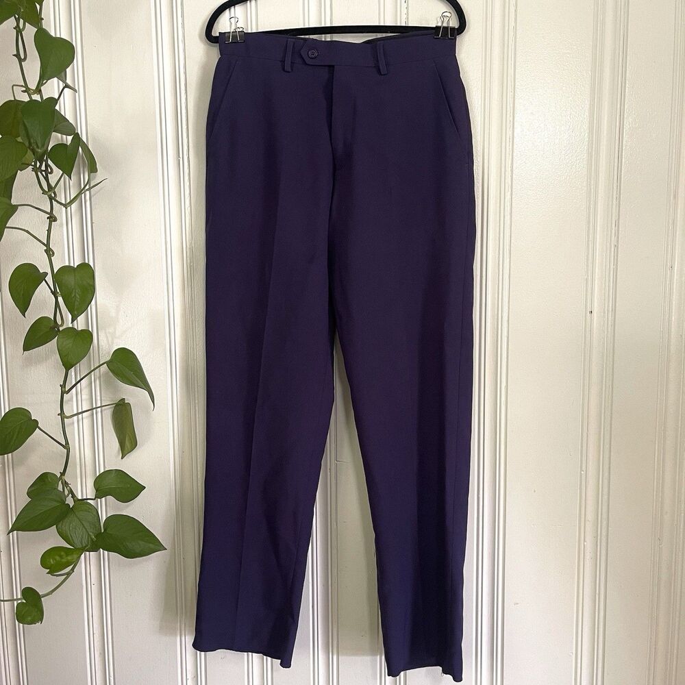 NEW Lucci Italiana ColleZione Men's Purple Flat Dress Pants Size 30S (Read)